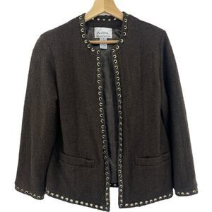 Linea XS by Louis Dell'Olio VINTAGE 90s Womens Brown Wool Blend Boucle Jacket